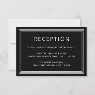 Simple Modern Frame Elegant Black Reception Card