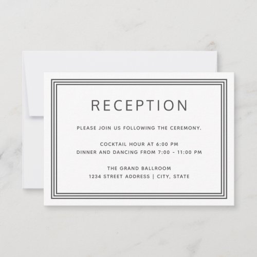 Simple Modern Frame Elegant Reception Card