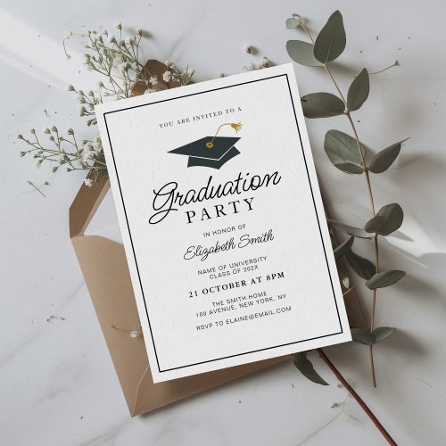 simple modern frame graduation party invitation