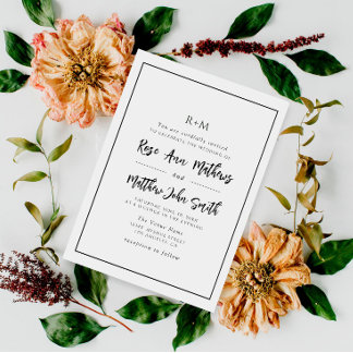simple modern frame wedding invitation
