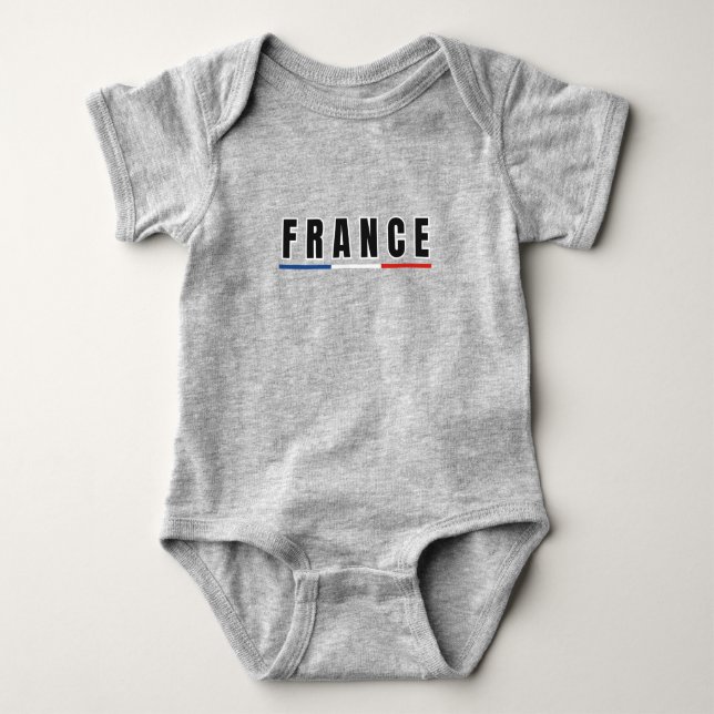 Simple Modern France French Red Letter Souvenir  Baby Bodysuit (Front)