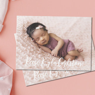 Simple Modern Full Photo Birth Announcement