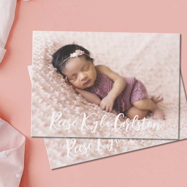 Simple Modern Full Photo Birth Announcement (Creator Uploaded)