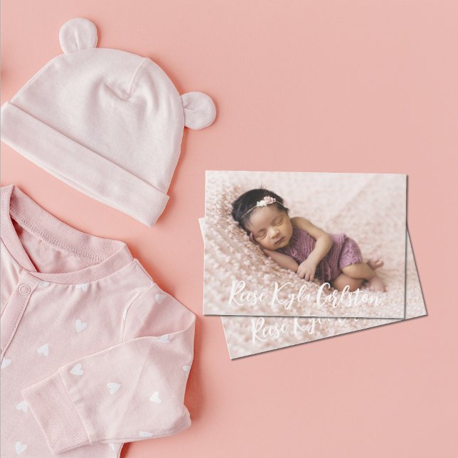 Simple Modern Full Photo Birth Announcement (Creator Uploaded)