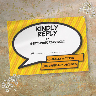 Simple Modern Fun Comic Book Speech Bubble RSVP Card