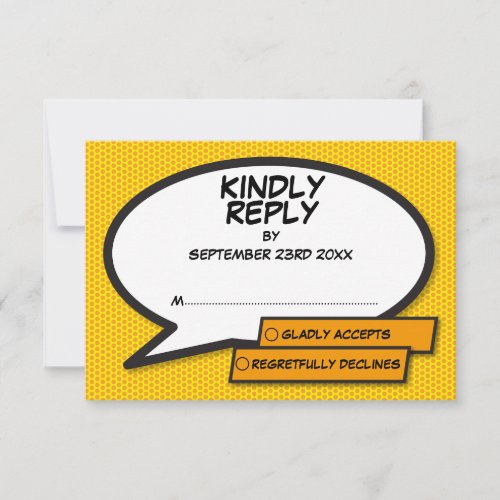 Simple Modern Fun Comic Book Speech Bubble RSVP Card
