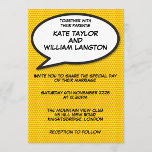 Simple Modern Fun Comic Book Wedding Invitation