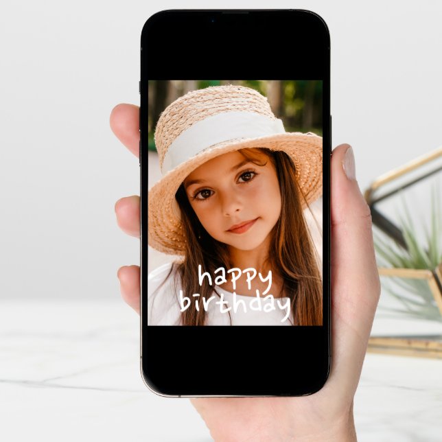 Simple Modern Fun Custom Photo Birthday Card (Front Digital)