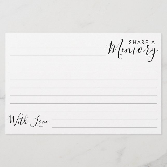 Simple Modern Funeral Memorial Share a Memory Card (Front)