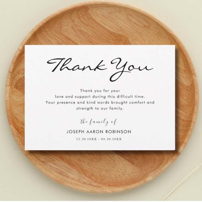 Simple Modern Funeral Memorial Thank You Note Card (Creator Uploaded)