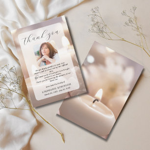 Simple Modern Funeral Sympathy Memorial Photo Thank You Card