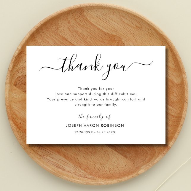 Simple Modern Funeral Thank You Note Card (Creator Uploaded)