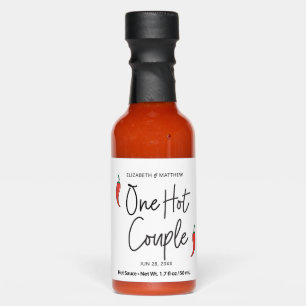 Simple Modern Funny One Hot Couple Wedding Favor Sauces