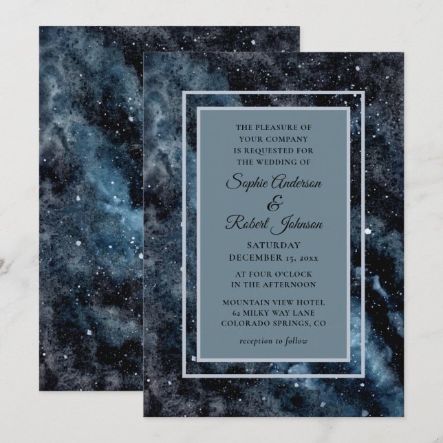 Simple Modern Galaxy Space Stars Wedding Invitatio Invitation (Front/Back)