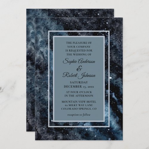 Simple Modern Galaxy Space Stars Wedding Invitatio Invitation