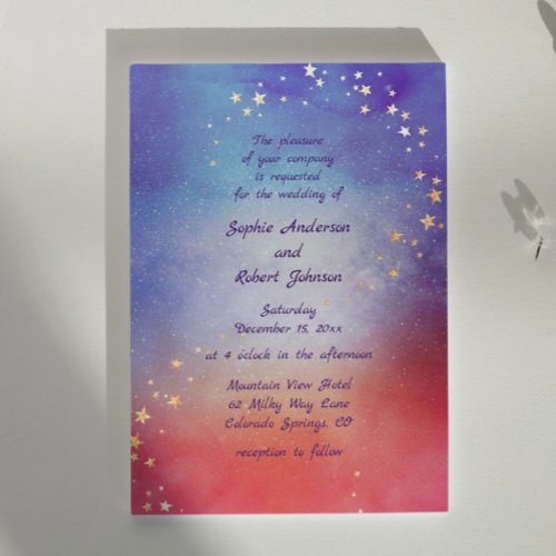 Simple Modern Galaxy Space Stars Wedding Invitatio Invitation