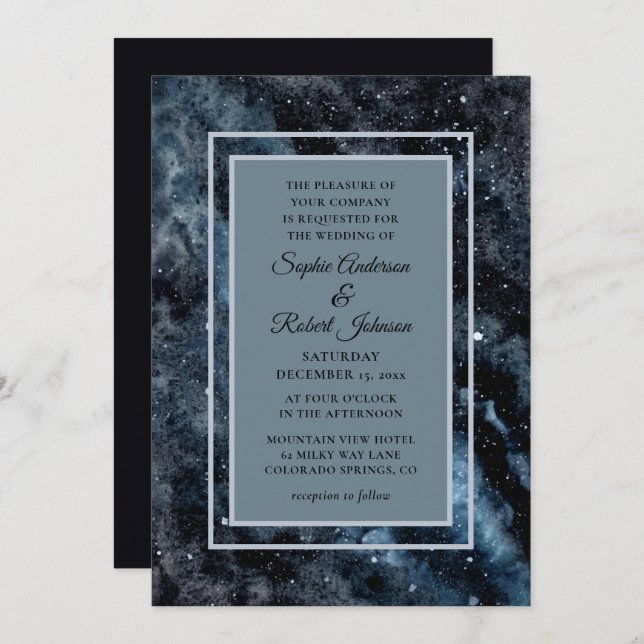 Simple Modern Galaxy Space Stars Wedding Invitatio Invitation (Front/Back)