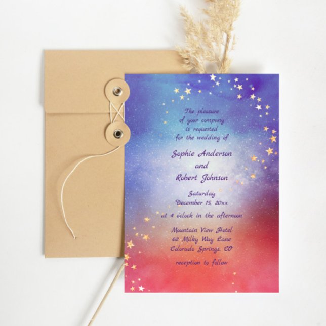 Simple Modern Galaxy Space Stars Wedding Invitation (Creator Uploaded)