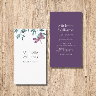 Simple Modern Garden Greenery Botanical Dragonfly Business Card