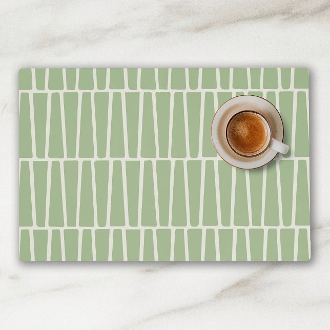 Simple Modern Geometric Green Ivory Pattern Placemat (Creator Uploaded)
