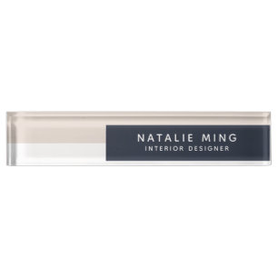 Simple Modern Geometric Luxury Desk Name Plate