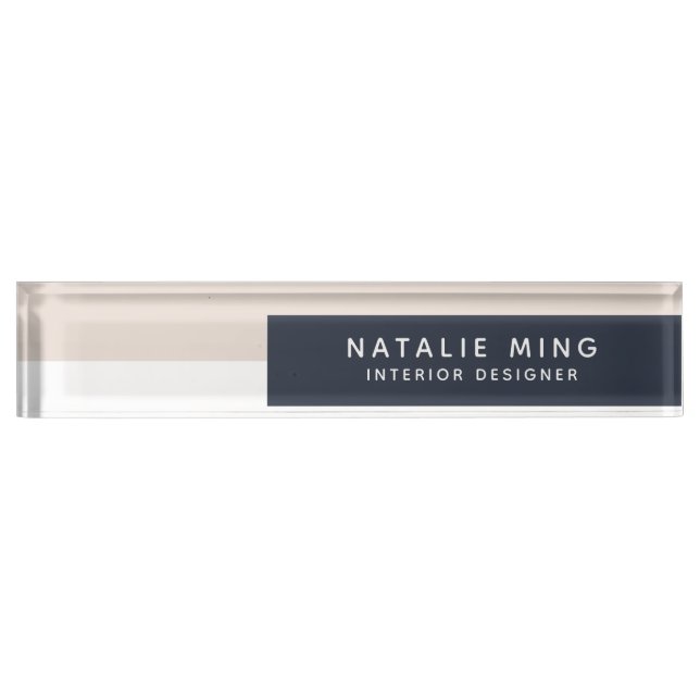 Simple Modern Geometric Luxury Desk Name Plate (Front)