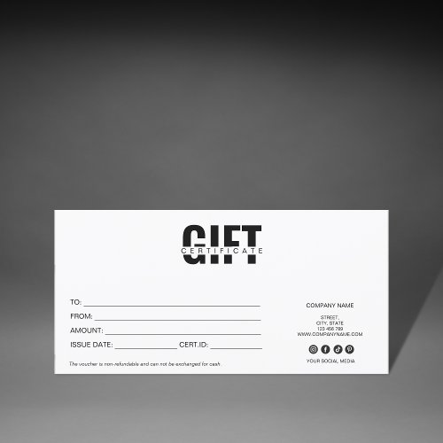 simple modern gift card certificate add logo