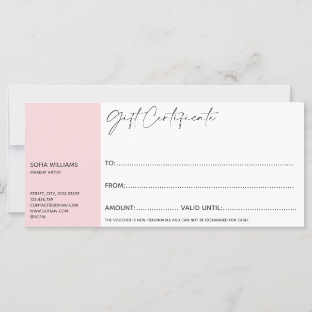 Simple Modern Gift Certificate Gift Card add logo (Back)