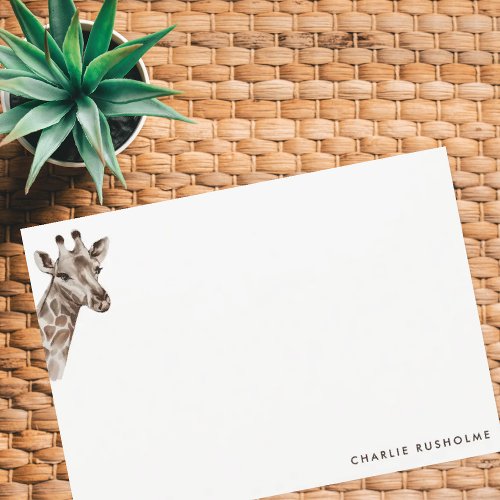 Simple Modern Giraffe Personalized Stationery Note Card