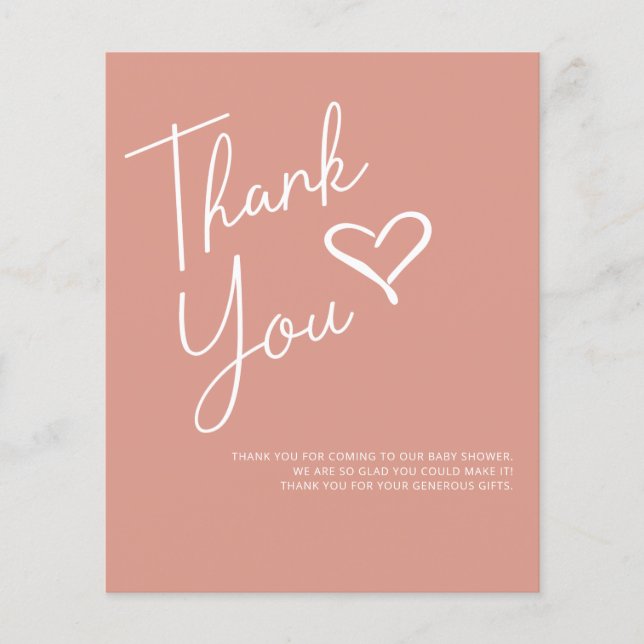 Simple Modern Girl Baby Shower Thank You (Front)