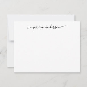 Simple Modern Girly Classic Black Gray Script Note Card