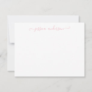 Simple Modern Girly Classic Blush Pink Chic Script Note Card