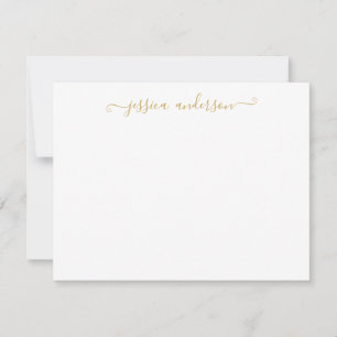 Simple Modern Girly Classic Elegant Gold Script Note Card