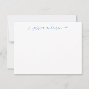 Simple Modern Girly Classic Powder Blue Script Note Card