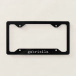 Simple Modern Girly Cute Monogram Name Black White License Plate Frame<br><div class="desc">Simple Modern Girly Cute Monogram Name Black and White License Plate Frame</div>