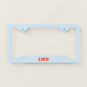 Simple Modern Girly Cute Monogram Name Blue Orange License Plate Frame