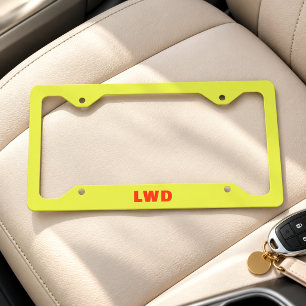 Simple Modern Girly Cute Monogram Name Chartreuse License Plate Frame