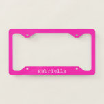 Simple Modern Girly Cute Monogram Name Hot Pink License Plate Frame<br><div class="desc">Simple Modern Girly Cute Monogram Name Hot Pink License Plate Frame</div>
