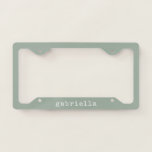 Simple Modern Girly Cute Monogram Name Sage Green License Plate Frame<br><div class="desc">Simple Modern Girly Cute Monogram Name Sage Green License Plate Frame</div>