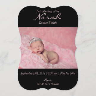 Simple Modern Girly Photo Birth Announcement