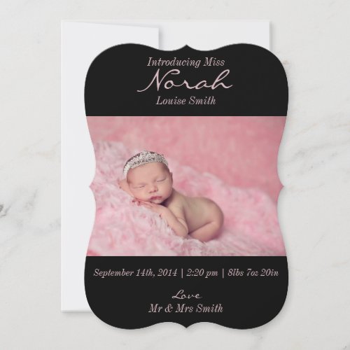 Simple Modern Girly Photo Birth Announcement