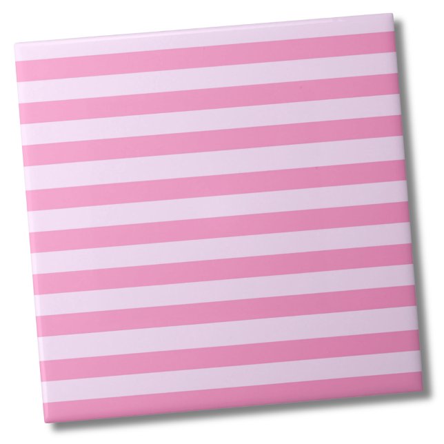 Simple Modern Girly Pink Stripe Pattern Ceramic Tile (Simple Modern Cute Girly Pink Stripes Pattern Ceramic Tile)