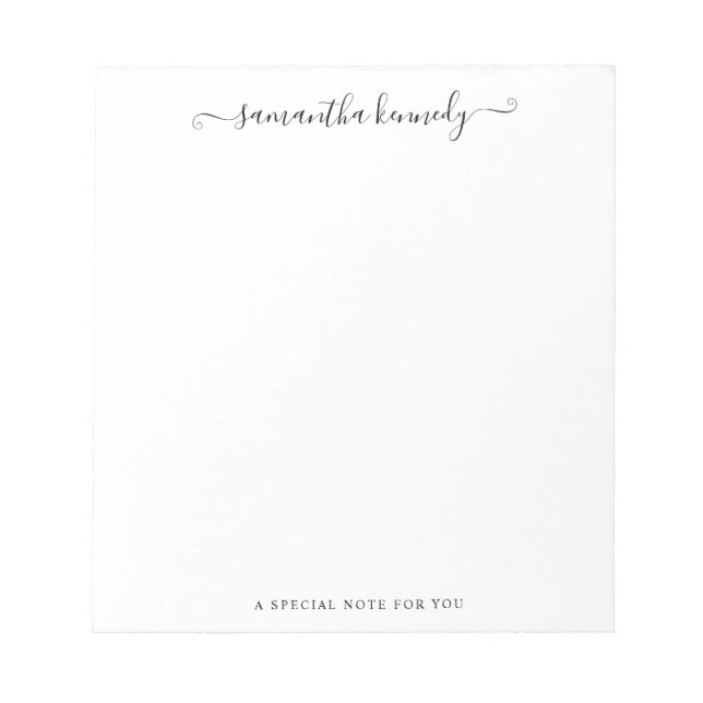 Simple Modern Girly Script Name Notepad (Front)