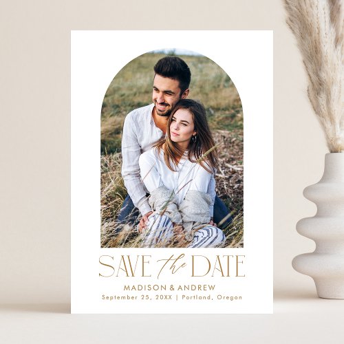 Simple Modern Gold Arch Photo Save The Date