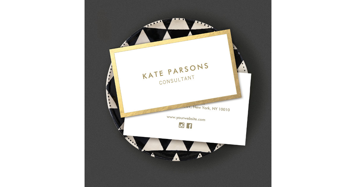 Simple Modern Gold Border Business Card Zazzle