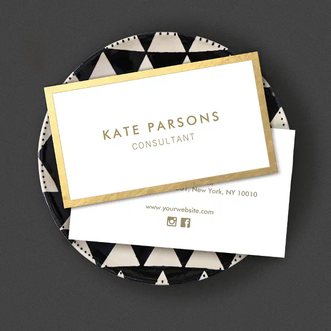 Simple Modern Gold Border Business Card Zazzle