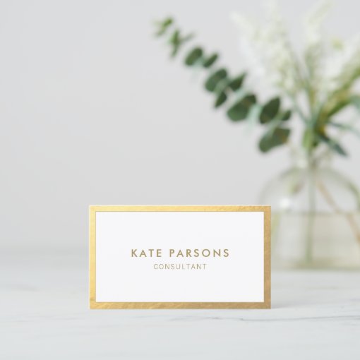 Simple Modern Gold Border Business Card Zazzle