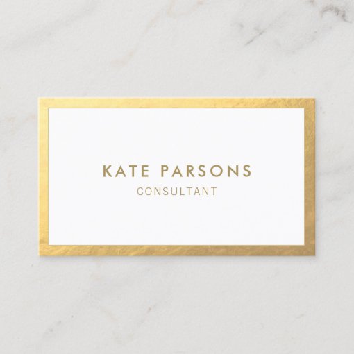 Simple Modern Gold Border Business Card Zazzle