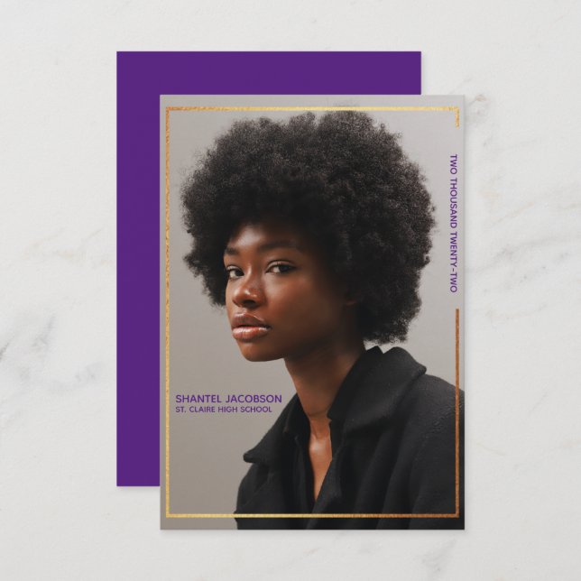 Simple Modern Gold Border Graduation Announcement (Front/Back)