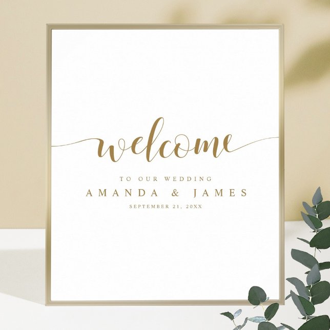 Simple Modern Gold Calligraphy Wedding Welcome Poster (Creator Uploaded)